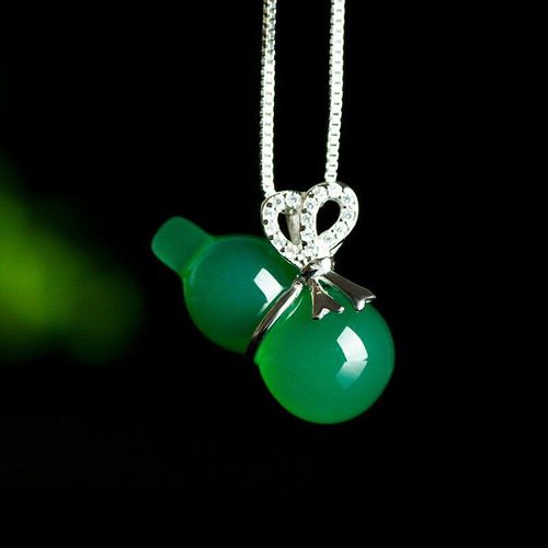 Collier En Agate Verte Naturelle Incrustée De Cristal, Pendentif De Gourde En Argent S925, Bijoux Fins, Cadeau De Noël