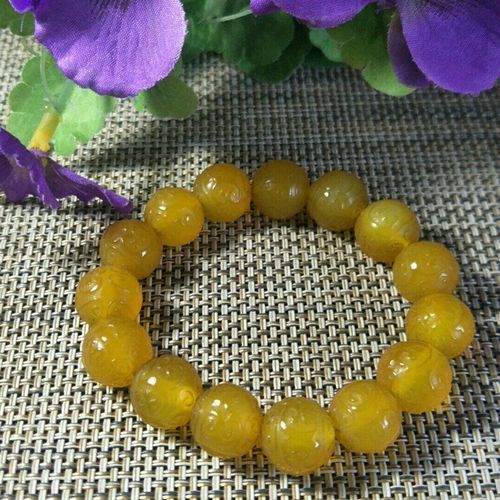 Bracelet En Jade En Agate Jaune Naturelle, Perle De Fret, Bijoux Porte-Bonheur, Extravagise Les Mauvais Esprits, Amulette De Bon Augure, Bijoux Fins En Jade