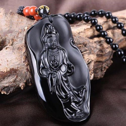 Collier Pendentif En Obsidienne Noire Naturelle, Populaire Pour Hommes Et Femmes, Bijoux De Boutique À La Mode, Riche Et Précieux, Ausp