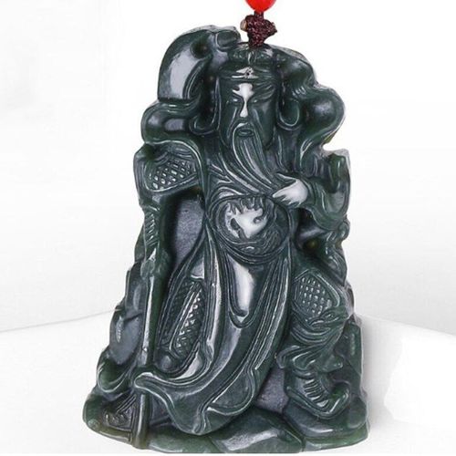 Pendentif En Jade Naturel Hetian Guan Yu, Bijoux, Porte-Bonheur, Paix, Amulette, Fin