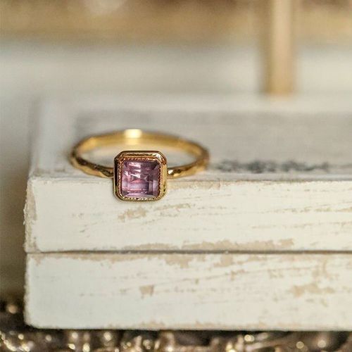 Bague De Créateur En Améthyste Naturelle, Anneau À Ouverture Carrée Réglable, Style Chinois Rétro, Élégant, Luxe, Breloque, Bijoutier