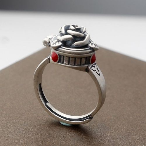 Bague Ajustable En Argent, Nouveau Produit, Ouverture De Boîte À Rose De Personnalité Rétro, Bijoux Exquis Et Élégants Pour Dame