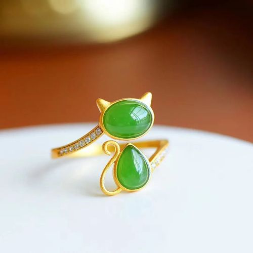 Bague Ajustable En Jaspe Hetian Naturel Pour Femme, Bijou En Argent, Mignon, Romantique, Unique, Ancien, Charme Artisanal