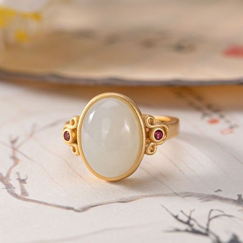 Bague Ovale En Saphir Naturel Pour Femmes, Nouvelle Collection De Bijoux Artisanaux De Marque, Ouverture Ajustable, Palais Rétro Chinois