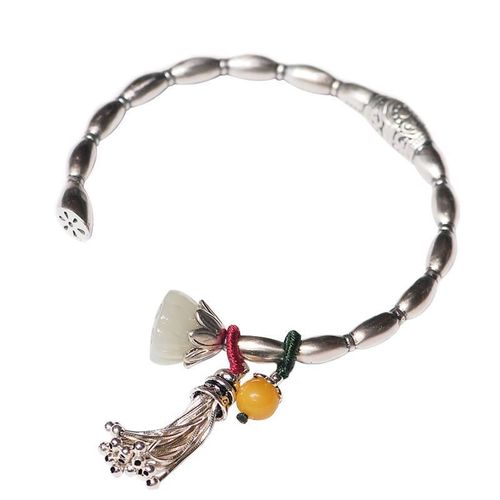 Bracelet En Jade Blanc Hétian Pour Femmes, Bijou Original De Luxe, Breloque En Argent, De Marque, Rétro, Léger, Chinois, Nouvelle Collection