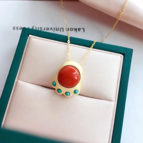 Collier En Argent Incrusté De Calcédoine Sud Et Hétian, Pendentif De Palais De Style Chinois, Jolis Bijoux De Patte De Chat Pour Femmes, Nouvelle Collection