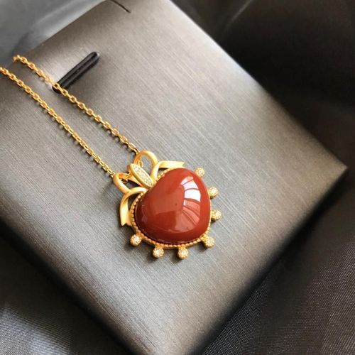 Collier En Argent Incrusté, Pendentif D'amour Rouge Du Sud Naturel, Petite Fée Romantique Fraîche, Charme De Marque, Bijoux Pour Femmes, Nouvelle Collection