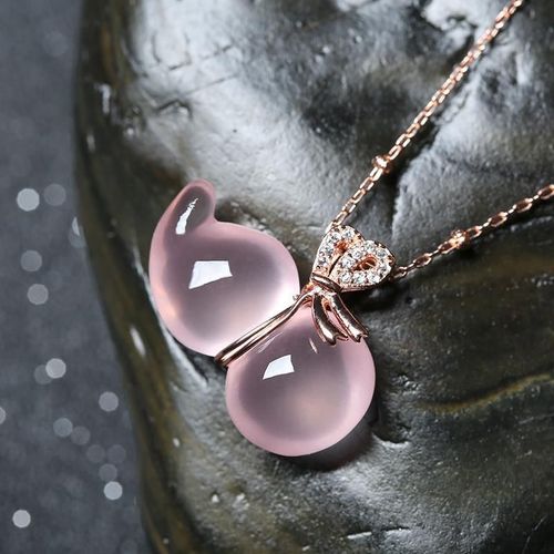 Collier Avec Pendentif En Cristal Pour Femmes, Gourde Rose, Élégant Et Léger, Design De Petit Groupe, Bijoux De Marque, Nouvelle Collection