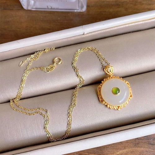Collier En Argent Incrusté De Jade Blanc Naturel Hetian, Pendentif De Style Chinois Rétro Unique, Charme Artisanal En Or Ancien, Bijoux Pour Femmes