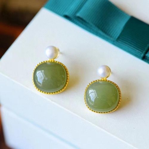 Boucles D'oreilles En Saphir Hetian Naturel Argenté Incrusté De Perles, Embellissement Rétro, Doux Et Ravissant, Bijoux De Marque Pour Femmes, Nouvelle Collection