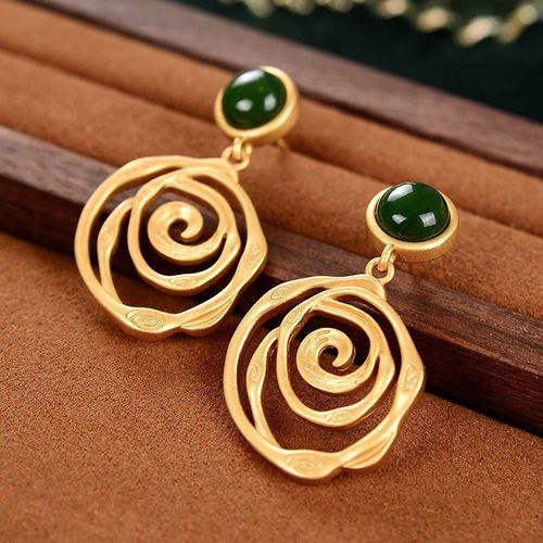 Boucles D'oreilles En Argent Incrusté De Jade Hotan Naturel Avec Fil Irrégulier, Bijoux Pour Femmes De Style Antique Chinois, De Style Palais, Nouvelle Collection