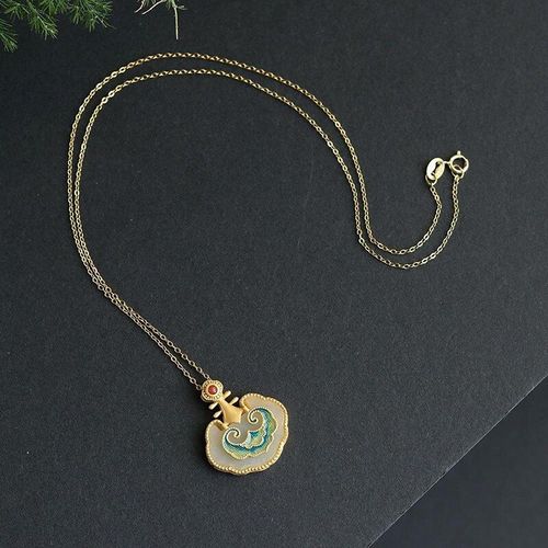 Collier En Porcelaine Émaillé, Pendentif En Jade Hetian Incrusté, Artisanat En Or Ancien Original, Bijoux En Argent De Luxe Pour Filles