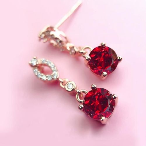 Boucles D'oreilles En Argent Pour Femmes, Nouvelle Collection, Couleur Rubis, Or Rose, Rétro, Lumière, Luxe, Breloque Noble, Marque, Bijoux