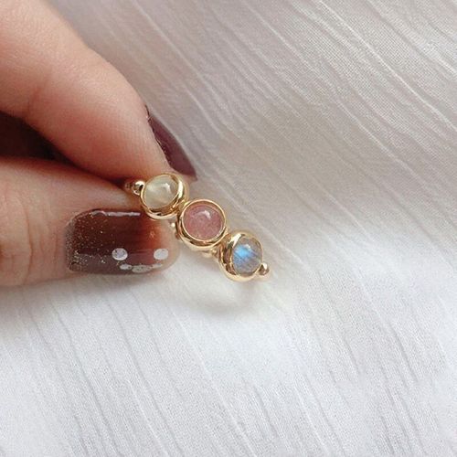 Bague Ronde Ajustable Multicolore Fantaisie Pour Femmes, Nouveau Design, Incrustée De Pierres Précieuses, Bijoux En Argent De Marque Frais Et Exquis