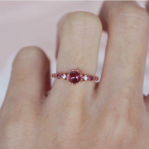 Bague Originale En Grenat Naturel Pour Femme, Bijou Rond, Ouvert, Élégant, Breloque, Créatif, Rétro, En Argent