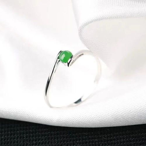 Bague Géométrique En Argent Incrusté De Calcédoine Verte Naturelle, Anneau Rond Réglable, Bijoux Pour Femmes, Étrange Et Simple, Nouveau Design