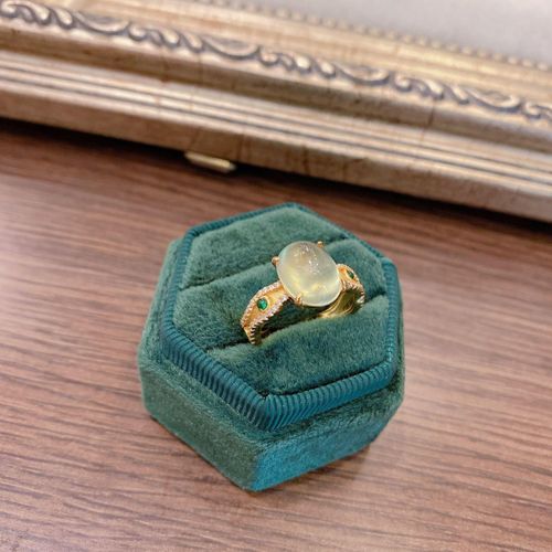 Bague Originale En Argent Incrusté D'¿Uf De Calcédoine Naturelle, Anneau Rond À Ouverture Réglable, Breloque Élégante, Bijoux Créatifs Pour Femmes