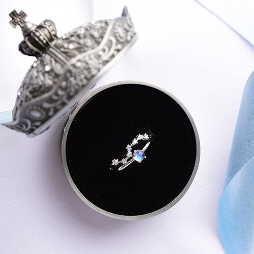 Bague De Créateur Originale En Argent Incrusté De Pierre De Lune Pour Femme, Anneau Ajustable, Élégant, Breloque Créative Rétro, Bijoux En Argent