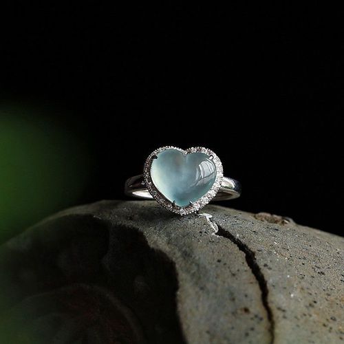 Bague En Diamant Réglable En Forme De Coeur, Calcédoine Naturelle, Breloque Rétro Chinoise, Bijoux En Argent De Marque Pour Femmes