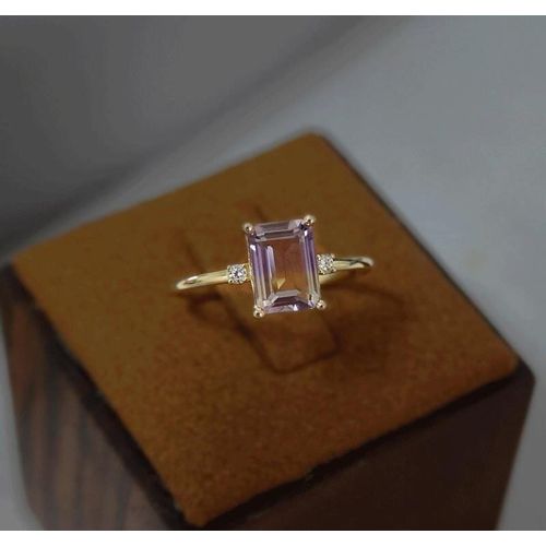 Bague Ouverte Géométrique En Améthyste Pour Femmes, Breloque De Luxe, De Marque, En Argent