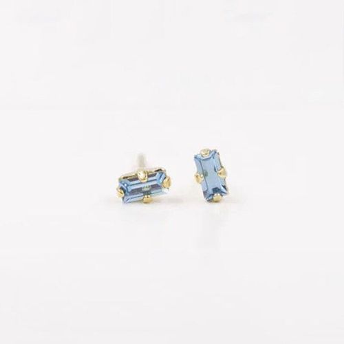 Boucles D'oreilles Rectangulaires En Cristal Bleu Ciel, Nouveau Design Argent Incrusté, Petits Bijoux Exquis Et Frais Pour Femmes, Accessoires Quotidiens