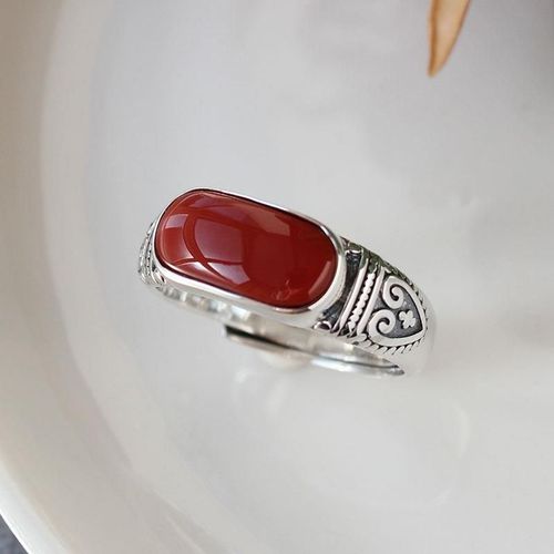 Bague Ajustable En Tourmaline Rouge Du Sud Pour Femme, Bijoux En Argent, Style Rétro, Ouverture Sauvage, Luxe Exquis, Nouvelle Collection