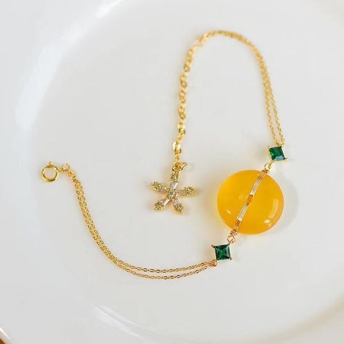 Design Inspiré Incrusté De Topaze Naturelle Et De Jade, Bracelet Réglable, Style Court, Bijoux Pour Dames, Accessoires De Fiançailles