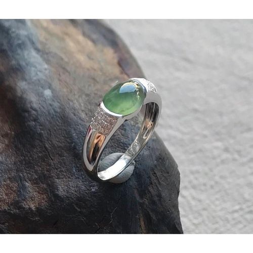 Bague Ovale En Jade Naturel Pour Femme, Bijou De Luxe En Argent, Surface Lisse, Ouverture Ajustable, Rétro, Léger, Créatif, Breloque