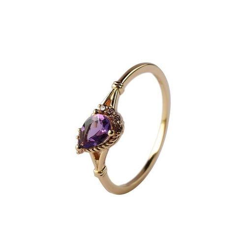 Bague De Créateur En Diamant En Forme De C¿Ur, Anneau Ajustable En Améthyste, Artisanat Unique, Rétro Exquis, Bijoux Pour Dames
