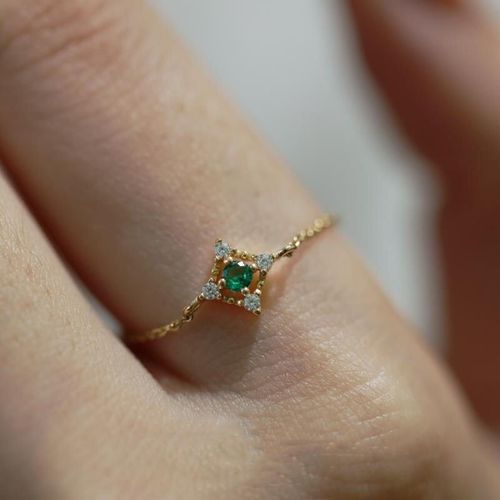 Bague En Argent Ajustable Avec Ouverture De Chaîne Émeraude, Artisanat Unique, Bijoux De Luxe Exquis Pour Dames, Anniversaire De Fiançailles