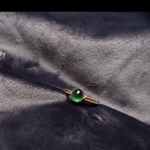Bague Ovale En Calcédoine Verte Naturelle, Anneau Ajustable, Breloque Chinoise Rétro, Marque De Bijoux En Argent