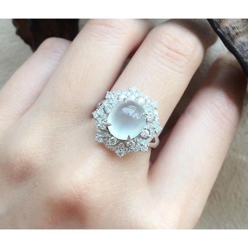 Bague En Calcédoine Naturelle Pour Femme, Nouveau Design Original, Flocons De Neige, Ouverture Réglable, Breloque Lisse Et Brillante, Bijoux En Argent