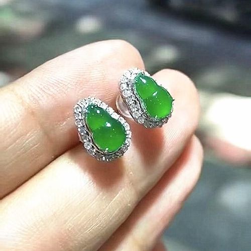 Boucles D'oreilles En Argent Incrusté, Couleur Naturelle, Vert Soleil, Calcédoine, Gourde, Charme Élégant, Bijoux Rétro Créatifs