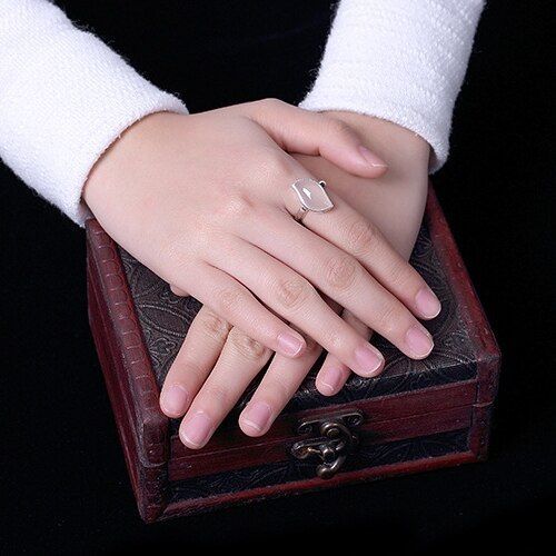 Bague En Argent Sterling S925 Avec Calcédoine Et Grenat Pour Femme, Bijou Fin, Rétro, Tendance, Simple, Classique, K0207