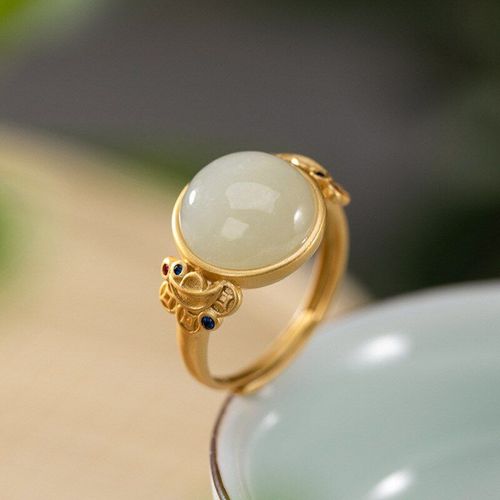 Bague Hetian En Jade Blanc Naturel, Anneau Ajustable D'ouverture, Style Chinois Rétro, Style Palais, Conception De Bijoux Pour Femmes, Cadeaux K0061