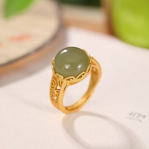Bague De Style Chinois Rétro Pour Femmes, Incrustée De Jade Naturel Hetian, Bijou De Personnalité, Cadeau K0067