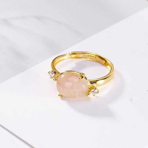 Bague En Argent Sterling S925 Incrustée De Cristal Rose Naturel, Anneau Doux Classique D'ouverture Réglable Pour Femmes, Vente En Gros, K0199