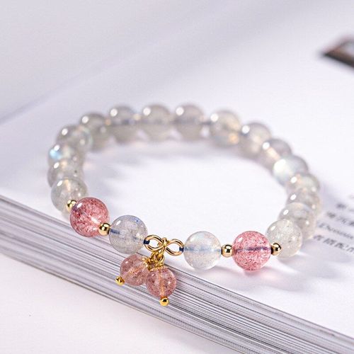 Bracelets Simples En Argent Sterling 925, Cristal Naturel De Fraise, Pierre De Lune Pour Dames, Cadeau De Noël Pour Petite Amie, J0096