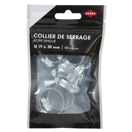 COGEX Colliers de serrage acier zingue - o 19 a 30 mm - 10 pcs