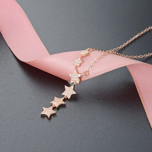 Collier Avec Pendentif Ciel Étoilé Pour Femme, Chaîne À Clavicule, En Argent Sterling, Or Rose, À La Mode, Bijoux Fins, Nouvelle Collection, G0015, S925