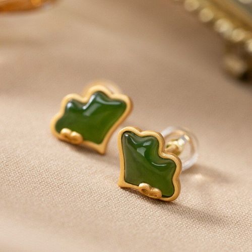 Boucles D'oreilles En Argent Sterling S925 Pour Femmes, Bijoux Fins, En Jaspe Hétian Naturel, Jade, Style Chinois, Loisirs, Amour, L0018
