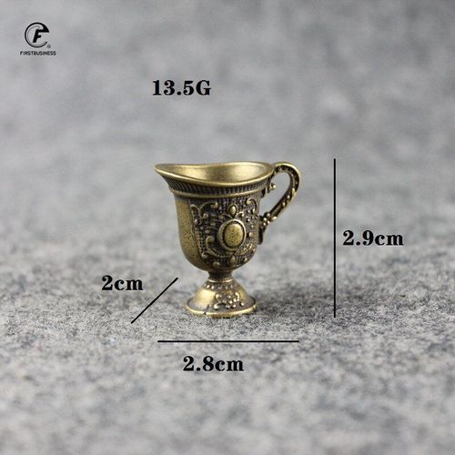 Petit Gobelet De Cour Sculpté En Bronze Massif, Décoration En Laiton Antique, Petit Verre À Vin, Pendentif Porte-Clés