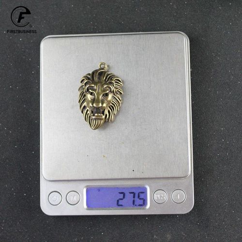 Porte-Clés En Laiton Punk Rock Tête De Lion, Pendentif En Cuivre Fait À La Main, Instruments Animaux, Décorations De Maison Porte-Bonheur Pour Éviter Le Mal