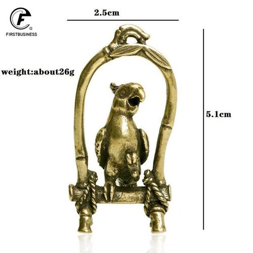 Cage À Oiseaux En Cuivre Antique, Artisanat, Figurines De Perroquet, Ornements De Bureau Miniatures, Porte-Clés Animal En Laiton, Pendentif, Bijoux, Décors