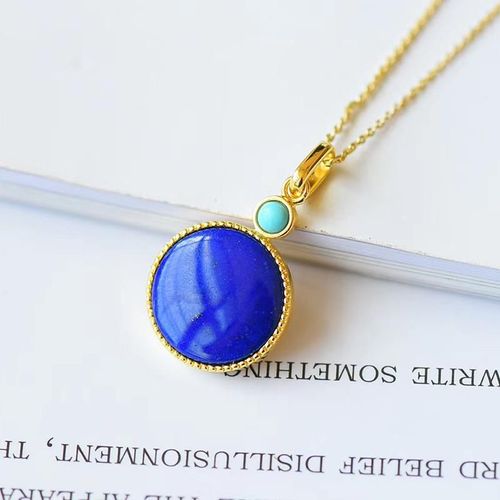 Collier Avec Pendentif Rond En Lapis Lazuli Pour Femme, Bijou Simple Et Noble De Styliste, Incrusté De Jade Et D'argent Hétian Naturel, Nouvelle Collection