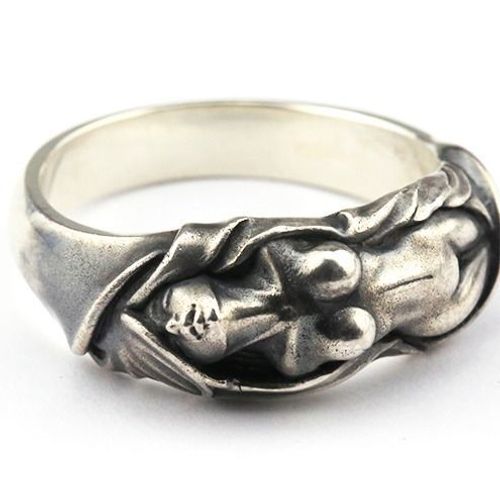 Bague Ajustable En Argent, Design De Niche Pour Hommes, Déesse De Charme Humanoïde Rétro Sexy Sans Mosaïque