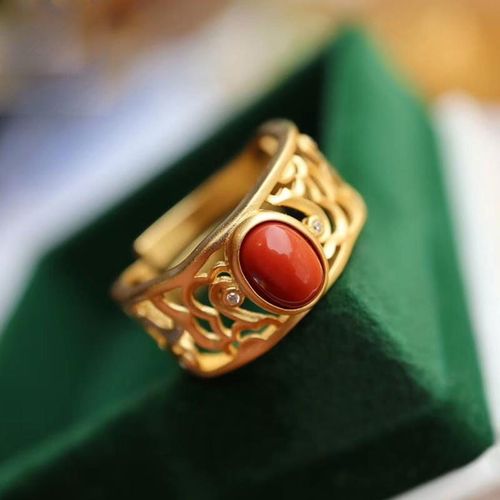 Bague Géométrique Creuse En Tourmaline Rouge Hétian Sud Naturelle, Breloque Artisanale De Styliste Rétro Chinois, Bijoux En Argent De Marque Pour Femmes
