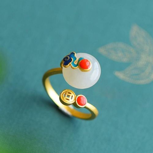 Bague En Jade Naturel Hetian Pour Femmes, Anneau D'ouverture Réglable, Rétro Léger Chinois, Breloque De Luxe, Bijoux En Argent
