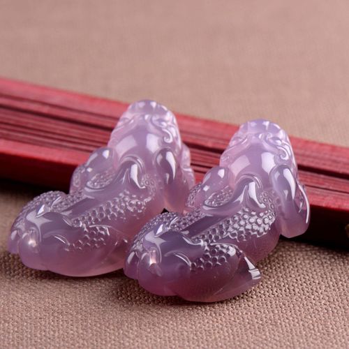 Pendentif De La Bête De Dieu Porte-Bonheur, Calcédoine Violette, Chaîne De Pull Violet Pour Hommes Et Femmes, Collier Améthyste, Pendentif De Couple En Jade