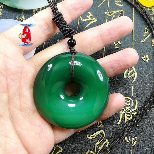 Pendentif En Jade Vert En Agate Naturelle, Pour Hommes Et Femmes, Bouton De Sécurité, Bijoux